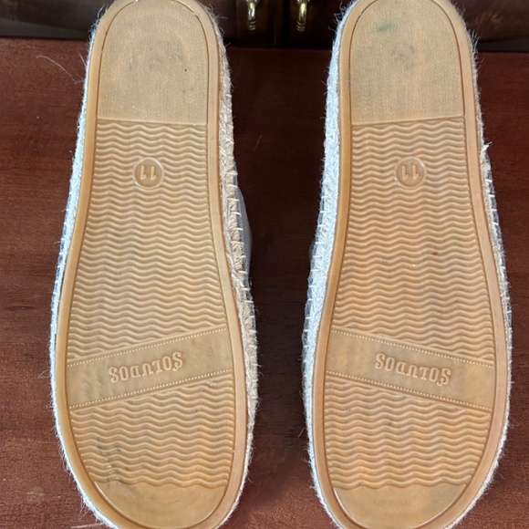 Soludos Gray Double-Buckle Espadrille Slide Sandals